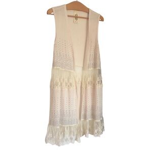 VOCAL topper sleeveless vest cover up lace studs open front western festival
